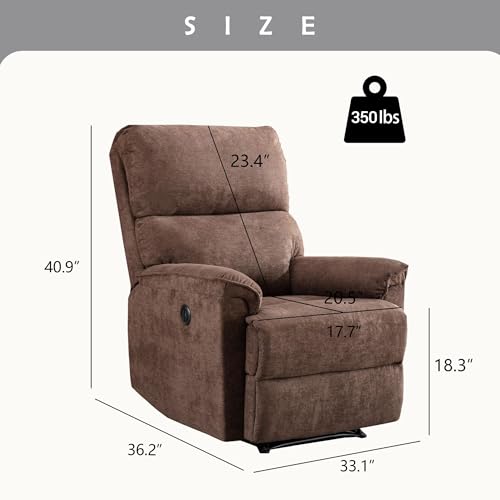 Sillón reclinable eléctrico tapizado marrón miniatura 3