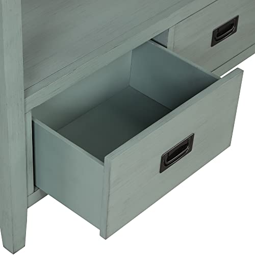 CuisinSmart 36" Farmhouse Console Table with 4 Drawers, Buffet Cabinet Sofa Table with Storage Shelf for Entryway Hallway Kitchen Green