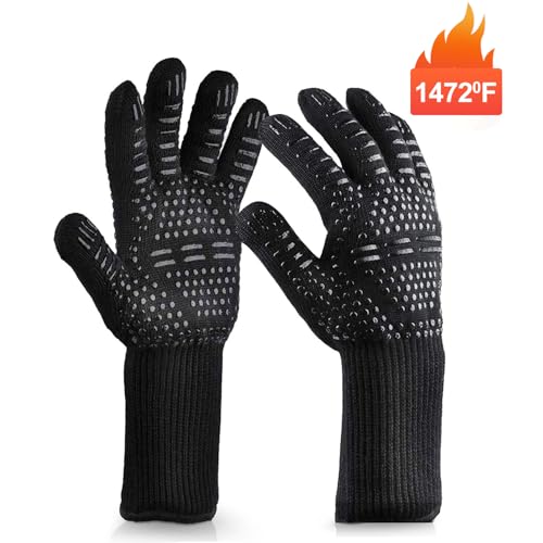 ANLICAE Grillhandschuhe Hitzebeständig,Grad feuerfeste Handschuhe Kochhandschuhe Backhandschuhe für Küche Grill BBQ Ofenhandschuhe