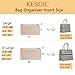 KESOIL Tote Bag Organizer Insert Compatible with Medium Dior Book Tote Bag and On The Go MM,Handbag Storage Felt Insert with Zipper, 9 Pockets (Black With Cover, L)
