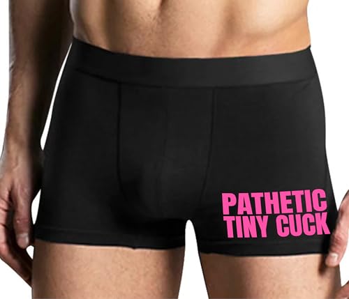 Knaughty Knickers Pathetic Tiny Cuck Hubby or Boyfriend Cuckold Sissy Hotwife Black Mens Boxer Brief Adult Fun Design