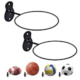 Lauvee Basketball Holder Wall Mount, 7 inch Diameter Metal Ball Holder, Ball Storage for Basketball, Football, Volleyball, Soccer, Ball Rack Display for Sports Accessories Organizer (Cal shape,2 Pack)