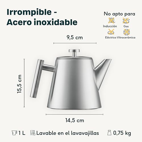 Miniatura 4 de Silberthal Tetera Infusiones 1l - Mantiene El Té Caliente - Tetera Acero Inoxidable Con Filtro - Doble Pared Aislante