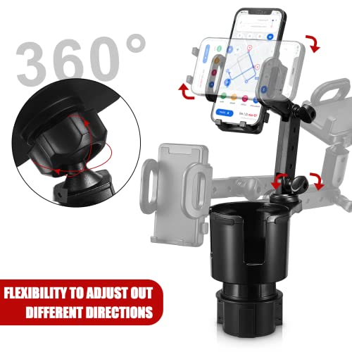 Cup Holder Expander For Car With Phone Mount,This Hill 2 In 1 Car Cup Holder Expander Adjustable Base, 360°Rotation, Cup Holder Cell Phone Holder For Car Compatible With Iphone/Samsung All Smartphones #TOP2