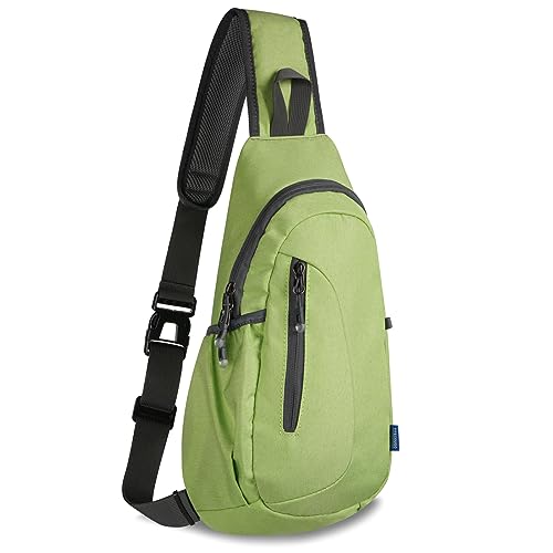 TITECOUGO Small Sling Bag Lightweight Crossbody Canvas Bag for Women Rucksack for Men Running Backpack Travel Chest Pack Shoulder Daypack for Gym Work Sports Hiking Outdoor Green