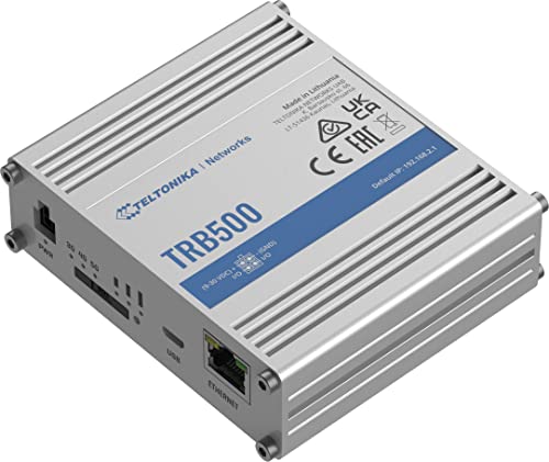 Image of Teltonika TRB500000200 Model TRB500 Industrial 5G Gateway, Speeds of up to 1 Gbps, 1x Ethernet Port, Auto APN, 2X Configurable Inputs /Outputs, Aluminum Housing, AU PSU; Not for use in USA