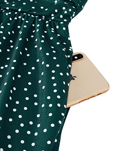 Image of OUGES Casual Summer Dress for Women Wrap V Neck A Line Midi Dresses with Pockets