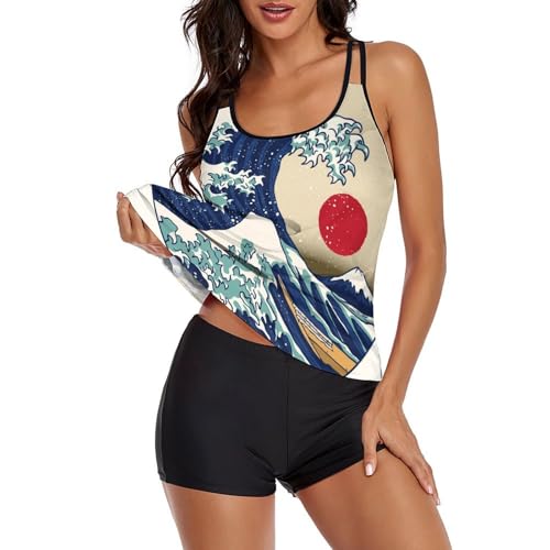 Bikini avec short de garçon et tankini couvrant pour gommer les complexes à la plage