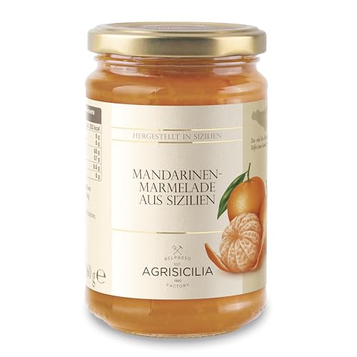 Agrisicilia Mandarinen Konfitüre – Brotaufstrich aus Sizilien – italienische Spezialität – Marmelade fürs Frühstück zum Brötchen oder Brot