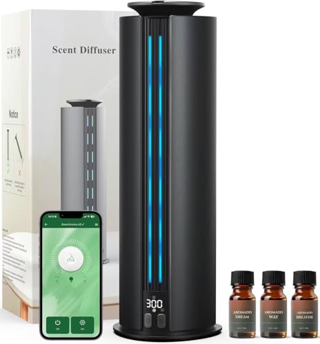 Aromadd 1800 Sq Ft Cordless Waterless Diffuser, 100ml Hotel Collection Diffuser Scent Air Machine for Home Cold Air Essential Oil Diffuser for Large Room Office Quiet (Black)
