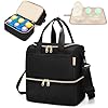 Fasrom Wearable Breast Pump Bag with Cooler Compartment Compatible with Momcozy, Medela and Willow Pumps, Portable Pumping Carrying Case with Waterproof Mat, Black (Empty Bag Only)