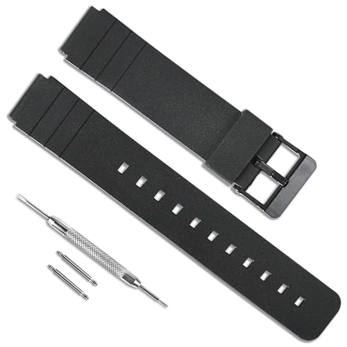 Bracelet de montre 16mm en silicone noir pour Casio MQ-24 et MQ-58