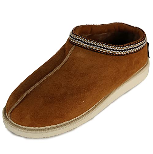 Hollert Damen Lammfell Hausschuhe Schäferin Alma Fellschuhe Hüttenschuhe warme Schuhe aus Echtleder & Merino Schaffell Schuhgröße 38, Farbe Cognac