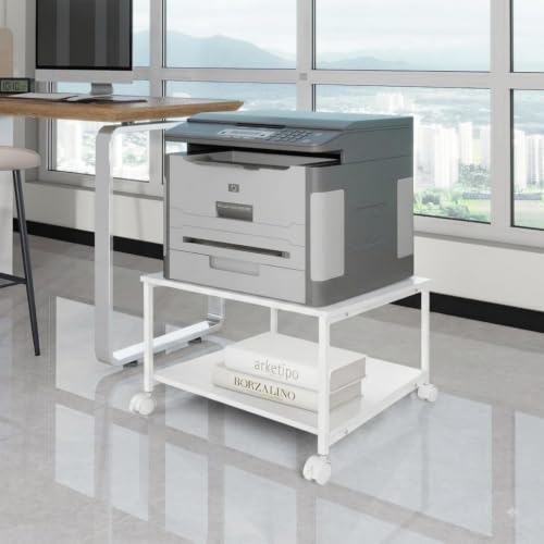 Image of EMERIT Printer Stand,19.5''x19.5''x12.8'' 2 Tier Large Printer Laser Table Heavy Duty Rolling Printer Cart with Wheels for Home Office -100 LBS Each Tier
