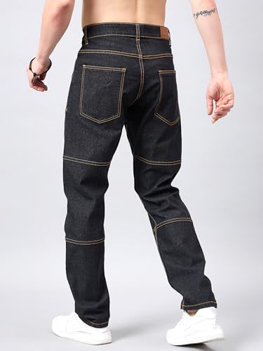 Image of STUDIO NEXX Men's Loose Fit Jeans | Stretchable | Jeans for Men | Contrast Stitch Jeans | Panelled Stitch