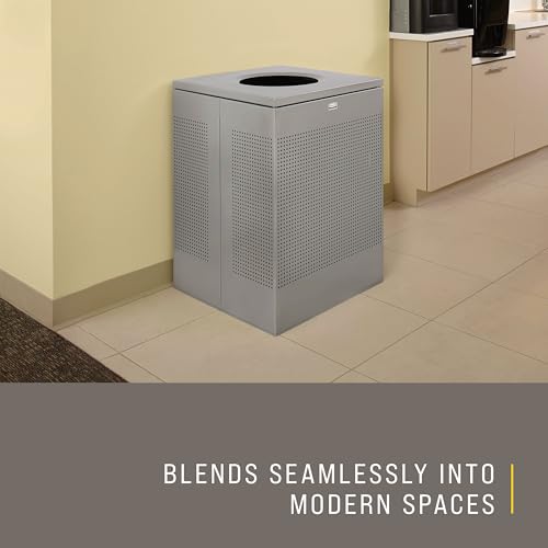 Image of Rubbermaid Commercial Products Silhouette Square Open Top Trash Can, 16 Gal, Silver Metallic, Indoor for Offices /Hotel Lobbies /Front Desk