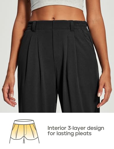 Heathyoga Wide Leg Stretchy Work Pants Women Pull on Dress Pants High Waisted Business Casual Trousers Slacks for Women4