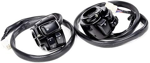 1 Pair Motorcycle 1" 25mm Handlebar Switches Control with Wiring Harness Compatible with Harley Dyna Black Switch Kit for Harley Softail Sportster V-Rod for Dyna 1996-2012