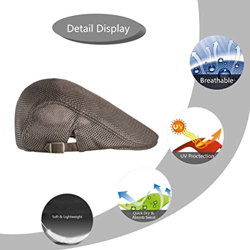 Zowya Men's Mesh Flat Cap Adjustable Newsboy Hat Breathable Summer Classic Gatsby Hat Duckbill Hat Women Fashion Grey Xxl #TOP2
