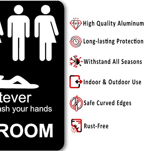 Just Please Wash Your Hands Sign - Inclusive Sign For Bathroom Door, Funny Bathroom Sign Bathroom Wall Decor - Alien Decor, Men, Womens, Handicap, Transgender Bathroom Sign, Bathroom Decor - 8.5"X10" #TOP1