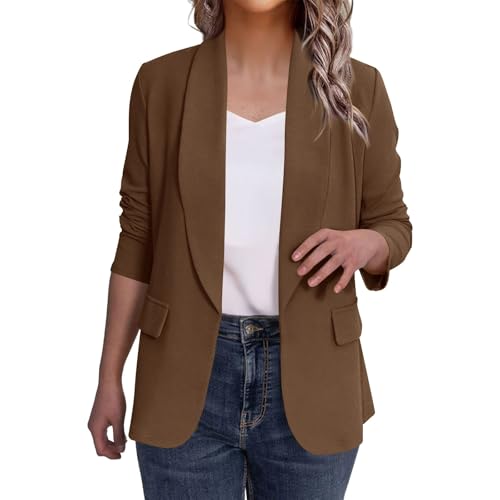 Womens Blazer Lightweight Long Sleeve Jacket Casual Open Front Cardigan Notch Collar Business Blazers with Pockets4