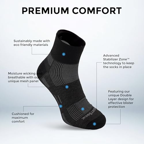 Wrightsock Explore Quarter Hiking Socks for Men and Women – Cushioned, Eco-Friendly Anti Blister Socks - American Made2