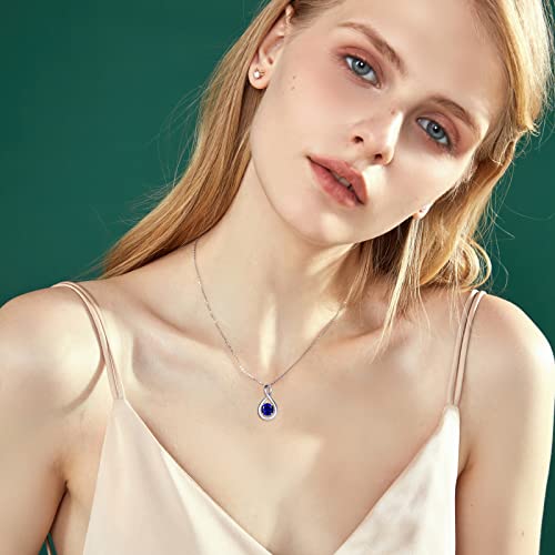 FANCIME Birthstone Necklaces for Women Fine Jewelry Sterling Silver Dainty Infinity Pendant Anniversary Birthday Christmas Gifts for Her Wife Mom Lady Daughter, Chain 16"+2" Extend4