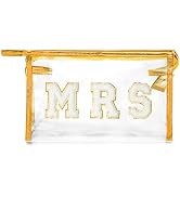 Y1tvei Bride Patch MRS Varsity Letter Cosmetic Toiletry Bag Mrs Chenille Letter Patches Bling Sma...