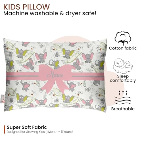 Image of Personalized Pillow for Kids - Custom Name, Super Soft Cotton Cushion for Infants & Toddlers, 1 Month to 5 Year Olds, Keeps Head & Neck Comfortable, Adorable Prints, Body Positioner