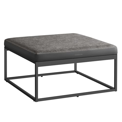 SONGMICS HOME Luiz Colección - Mesa de Centro Cuadrada, Mesa de Salón, Tablero Reversible, Mesa Auxiliar, Taburete, Minimalista, Marco de Acero, Carga de 300 kg, para Salón, Gris Paloma LOM077G01