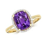 bague pavage diamant or blanc Emballage cadeau élégant Bague Femme Pavage Or 375/1000 et Diamant 0.08 Carat avec Améthyste WJS10884