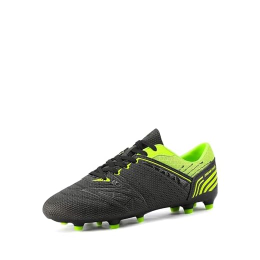 DREAM PAIRS 160859 Men's Sport Flexible Athletic Lace Up Light Weight Outdoor Cleats Football Soccer Shoes Black N.Green Size 9.5