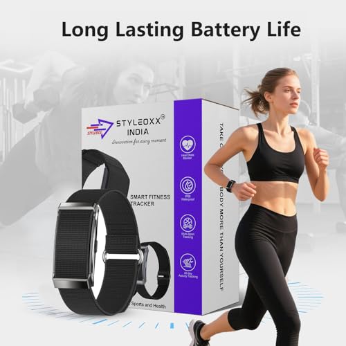Image of StyleOxx GT Pro Smart Fitness Band,24 /7 Activity Tracking, Heart Rate Monitoring, HRV Analysis, Stress and Sleep Tracking, 30+ Days Battery Life, Ai-Analysis,Subscription Free App (Black Silicone)