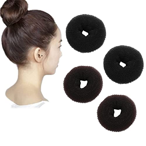 Donut à Chignon en Mousse,Machine à Chignon 4 Pièces,Donut Bun Maker Coiffure Chignon Bague Chignon Set,Chignon Magique,Accessoires de Coiffure,Accessoires de Coiffure pour Kids Filles Femmes