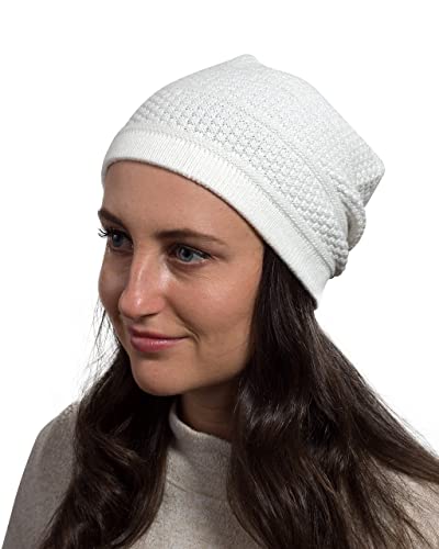 Snugzero 100% Cotton Beanies For Men & Women | Breathable Slouchy & Thin Lightweight Summer Cooling Sleep Streetwear Beanie, Ribbed - White #TOP1
