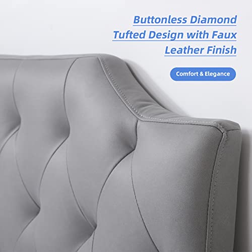 Shsycer Diamond Tufted Queen Headboard, Uphoulstered Headboard With Adjustable Height, Wall Mount & Frame Attach, Queen Size Headboard Only, Gray, 60" L X 20" W #TOP3