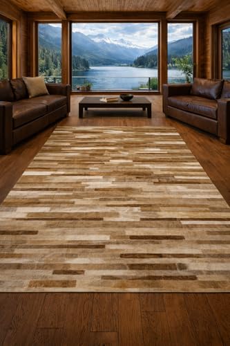 Genuine Leather Patchwork Cowhide Rug – Natural Pattern - Argentinian Rug. Cod Mon14 (120 x 180 cm)