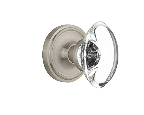 Exclusive Special Nostalgic Warehouse Classic Rosette with Oval Clear Crystal Glass Knob, Passage - 2.75", Satin Nickel Exclusive Special Nostalgic Warehouse Classic Rosette with Oval Clear Crystal Glass Knob, Passage - 2.75", Satin Nickel