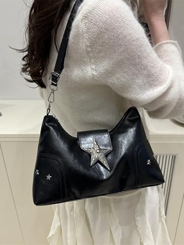 SweatyRocks Women's Shoulder Bag Y2K Top Handle Handbag Trendy Goth Studded Punk Purse3