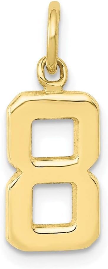 10K Yellow Gold Casted Small Polished Number 8 Charm