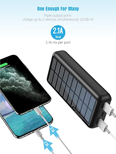Minrise Portable Charger 30000Mah, Power Bank Solar Charger With 2 Usb Outputs And Usb-C (Input Only), External Battery Pack For Outdoor Activities Compatible With Cellphones Etc #TOP2