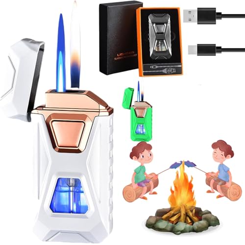 Encendedor recargable Voice-Activated Dual Flame blanco miniatura 1