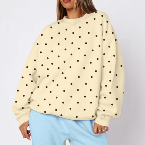 Polka Dot Sweatshirt Women Cute Oversized Crewneck Pullover Sweatshirts - image 2