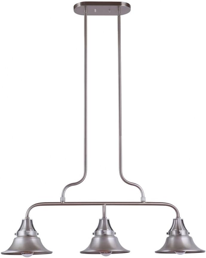 Craftmade 54073-SA Union Vintage Farmhouse Pendant, 3-Light 180 Total Watts, Satin Aluminum, 24" H x 9" W x 24" L