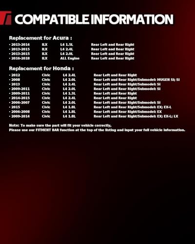 Image of Torchbeam Rear Brake Calipers Set for Honda 2006-2015 Civic 1.8L, Honda 2006-2011 Civic 2.0L, Honda 2012-2015 Civic 2.4L, Rear Left and Rear Right Calipers Replace # 19B3298+19B3299