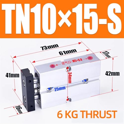 Cilindro neumático de aluminio de 10 mm para evitar la rotación en el guiado 3