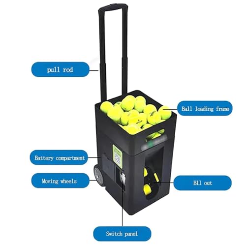 Tragbare Tennisballmaschine - Automatischer Launcher mit 50-Ball-Kapazität, vorprogrammierte & benutzerdefinierte Bohrer, kompletter Trainingsmodus für Anfänger, ideal für Soloübungen