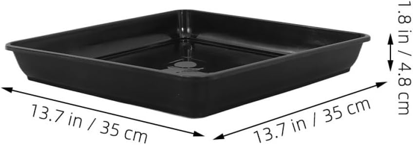 6pcs Square Plastic Planter Pot Saucers Heavy Duty Water Catcher Trays for Balcony Garden Outdoor Plants with Thickened Base, Black 350mm