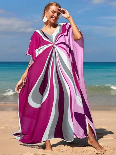 LOUSEA women's swimsuit cover up Batwing sleeve green beach long dress loose caftans for women bathing suit cover up dress4