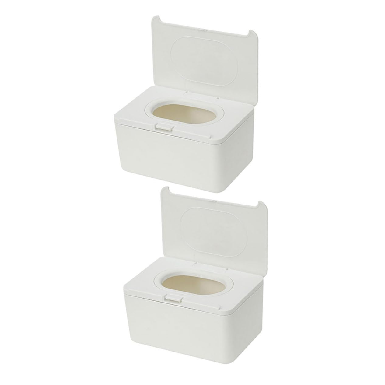 ERINGOGO 2 Stück Feuchttücherbox aus Kunststoff Wiederverwendbar und Leicht Weiße Aufbewahrungsbox für Babytücher für Wohnzimmer und Outdoor Nutzung